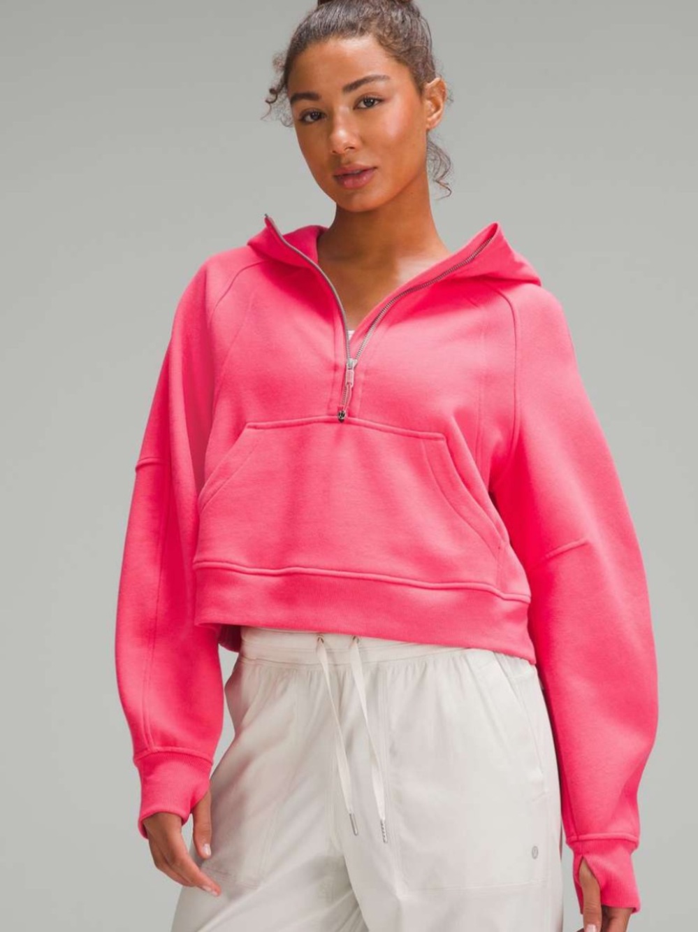 lululemon athletica cropped scuba Women's Half-Zip Hoodie in pink